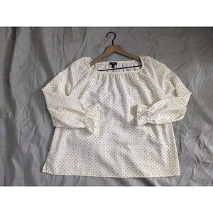 Talbots Top Blouse Polka Dot Square Neck Cottagecore Womens Size 1Xp